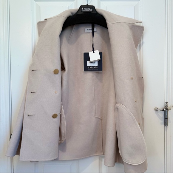 NWT ‘S Max Mara Double-face Wool Pea Coat Beige Sz: US4/6 Fall/Winter/Holiday - Picture 1 of 14